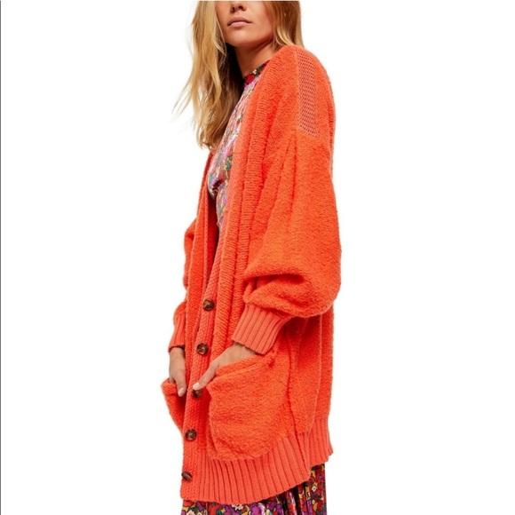Free People Sweaters - Free People - Snow Drop cardigan - Orange - Size L